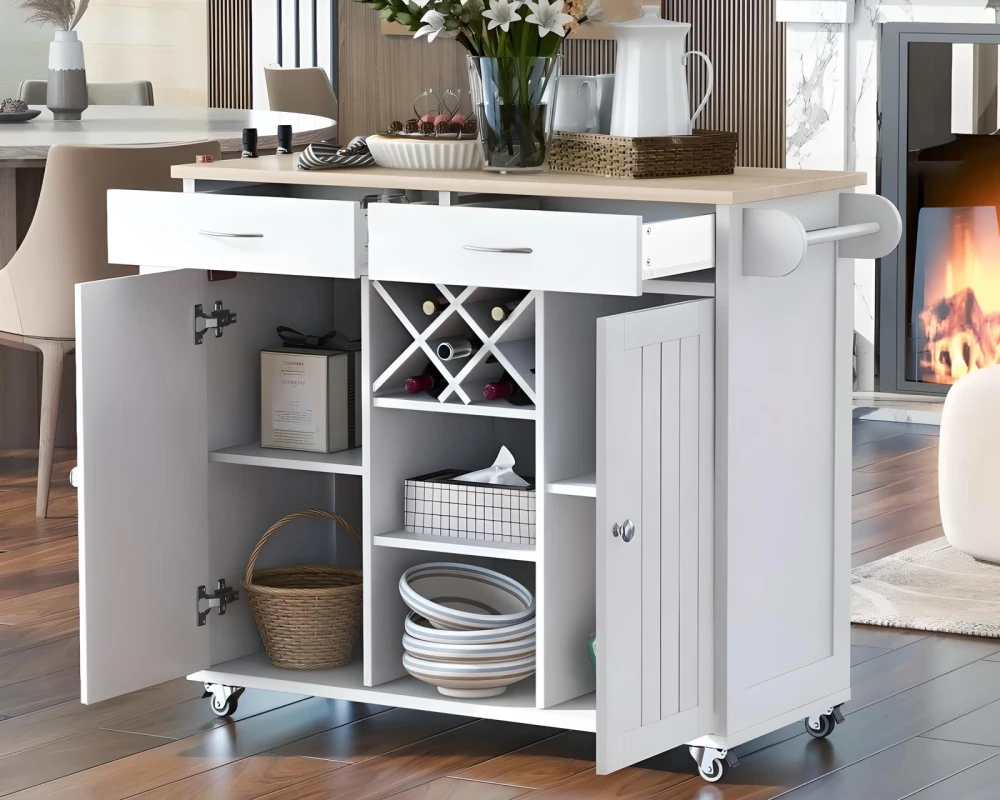 kitchen island with shelving