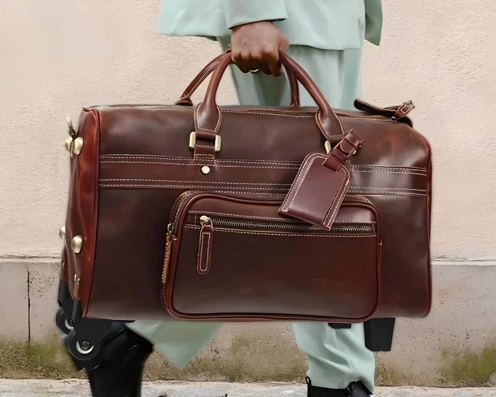 leather carry on suitcase with wheels