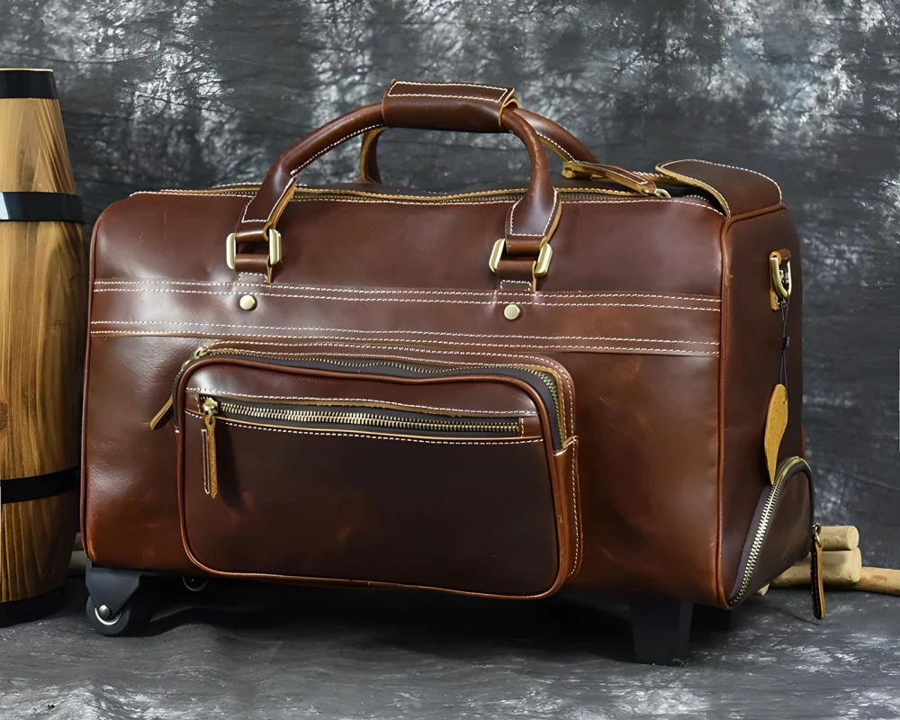 leather carry on duffel