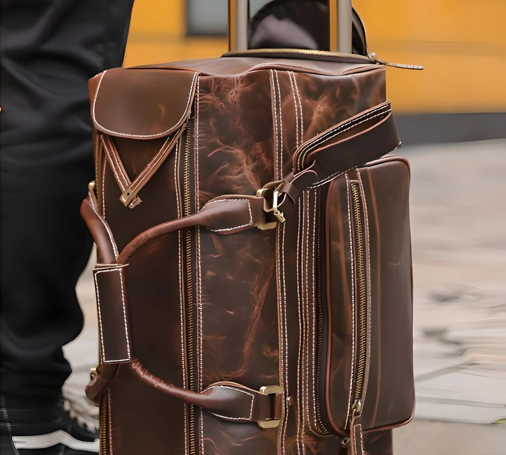 leather rolling carry-on luggage